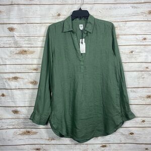 GAP Women’s Sage Green Long Sleeve 100% Linen Shirt Size S